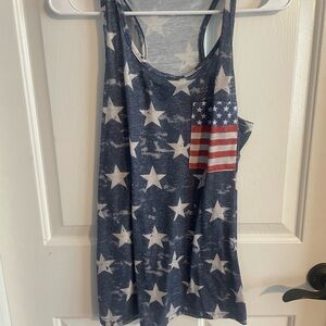 Patriotic Star Tank Top - Blue and White